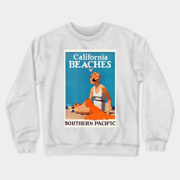 California Beaches Vintage Poster 1923 Crewneck Sweatshirt by vintagetreasure